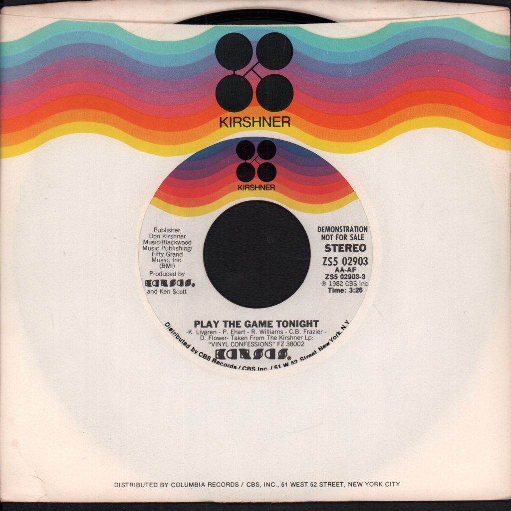Kansas - Play The Game Tonight - 7 Inch
