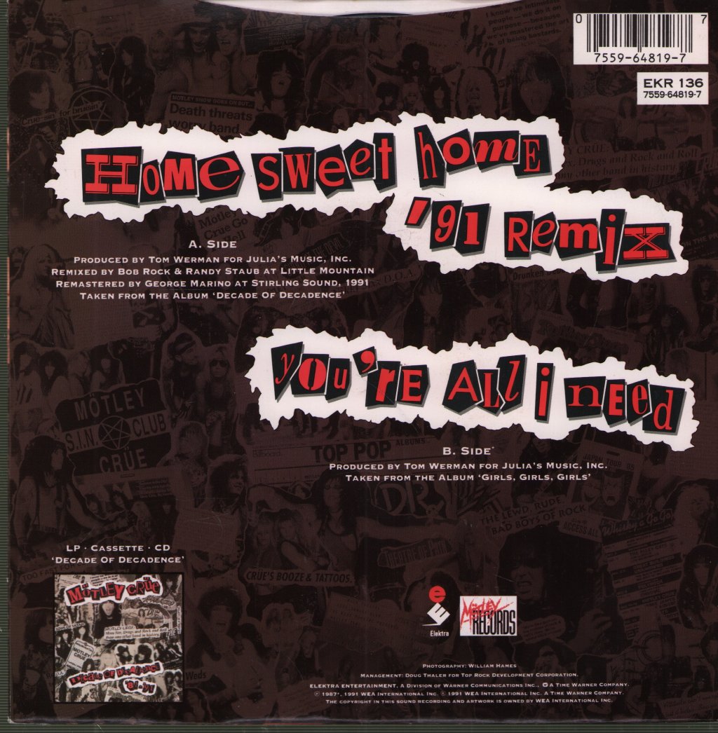 Mötley Crüe - Home Sweet Home '91 Remix - 7 Inch