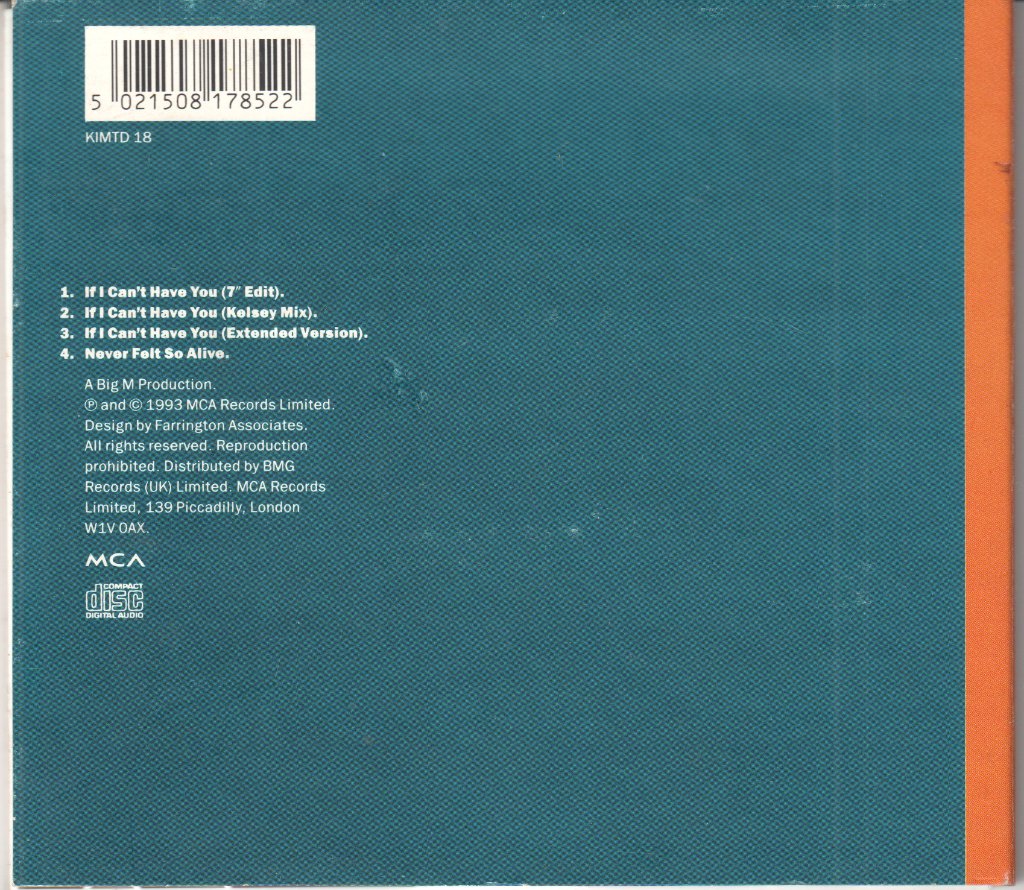 Kim Wilde - If I Can't Have You - Cd