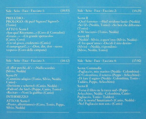 Placido Domingo Teresa Stratas Juan Pons - leoncavallo Pagliacci Der Bajazzo Paillasse - Double Lp
