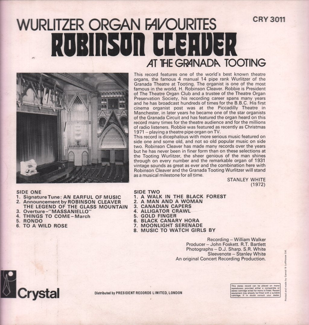 Robinson Cleaver - Wurlitzer Organ Favourites - Lp