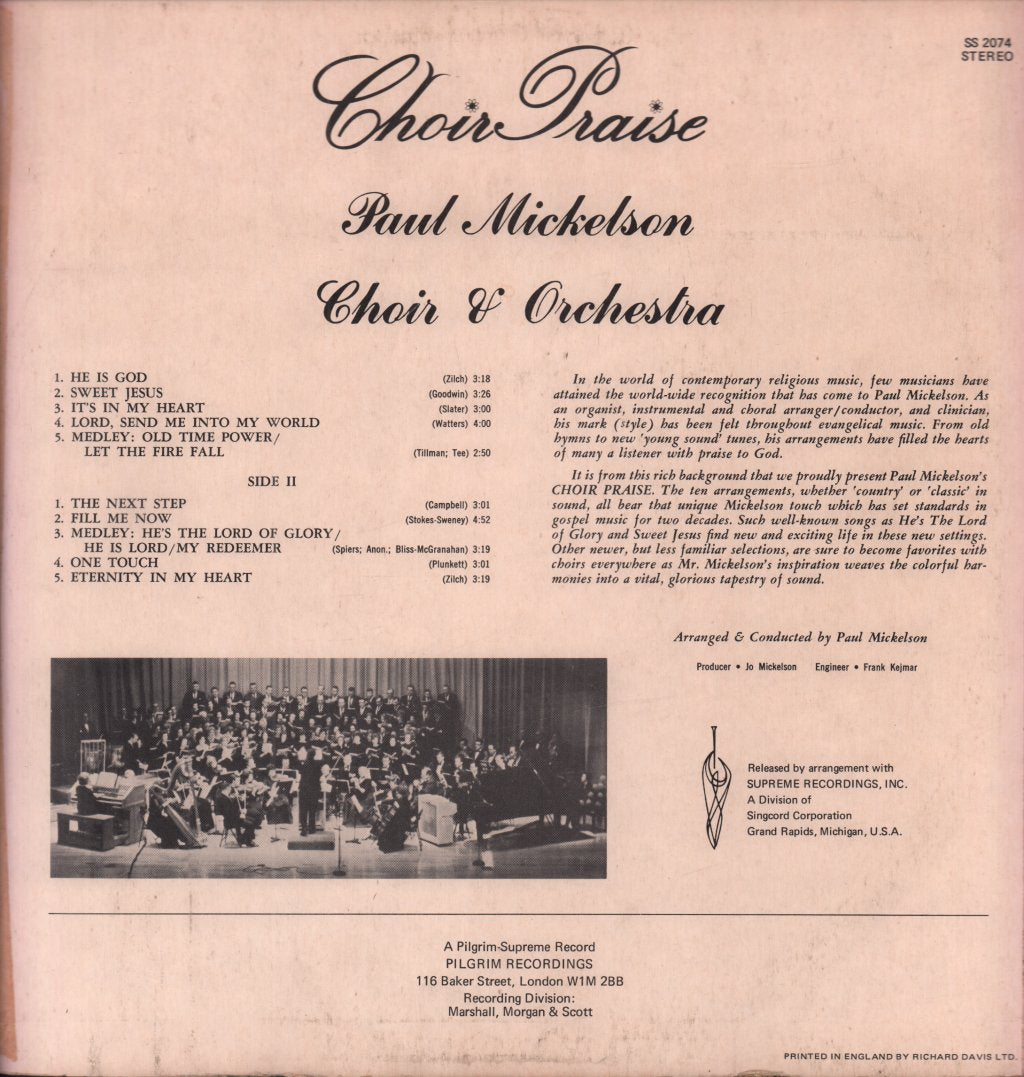 paul mickelson choir and orchestra - choir praise - Lp
