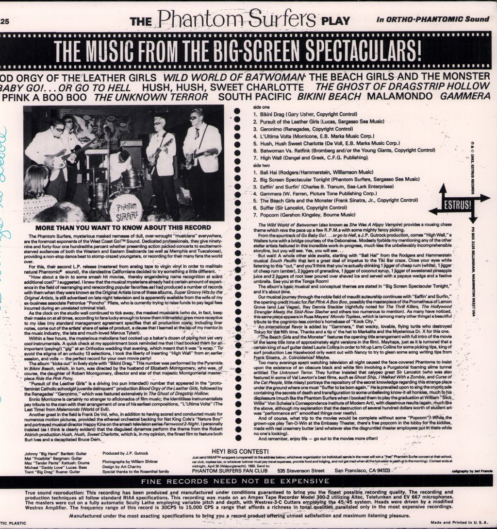 Phantom Surfers - Play The Music From The Big-Screen Spectaculars! - Lp