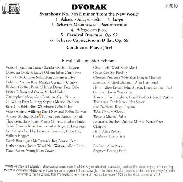 Royal Philharmonic Orchestra, Paavo Järvi - Dvořák - Symphony No. 9 In E Minor / Carnival Overture, Opus 92 / Scherzo Capriccioso In D Flat, Opus 66 - Double Cd