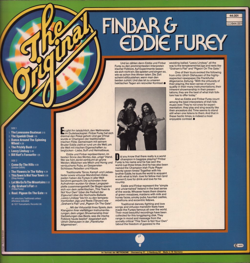 Finbar And Eddie Furey - Original - Lp