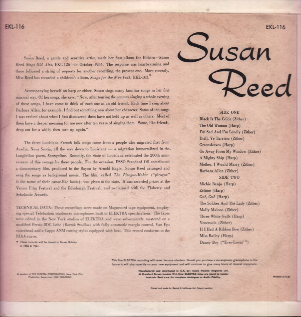 Susan Reed - Susan Reed - Lp