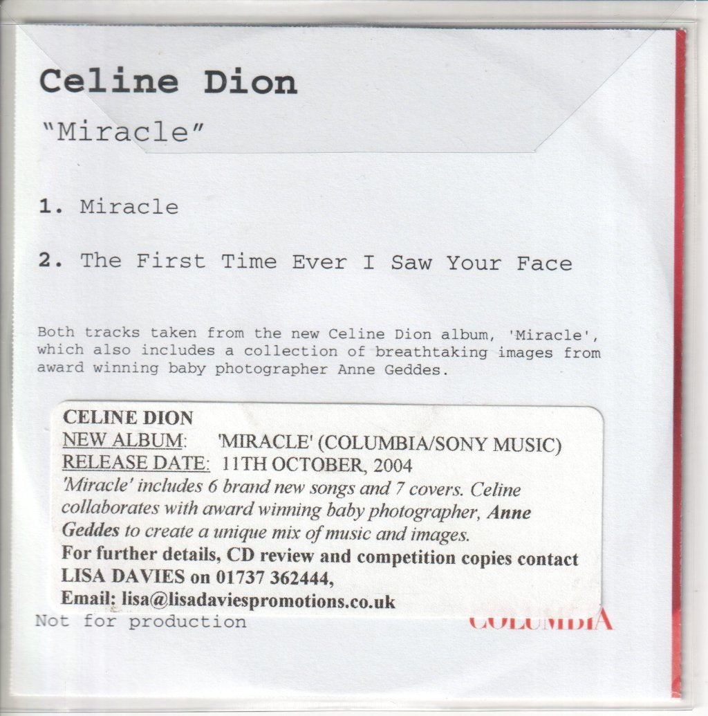 Celine Dion - Miracle - Cdr