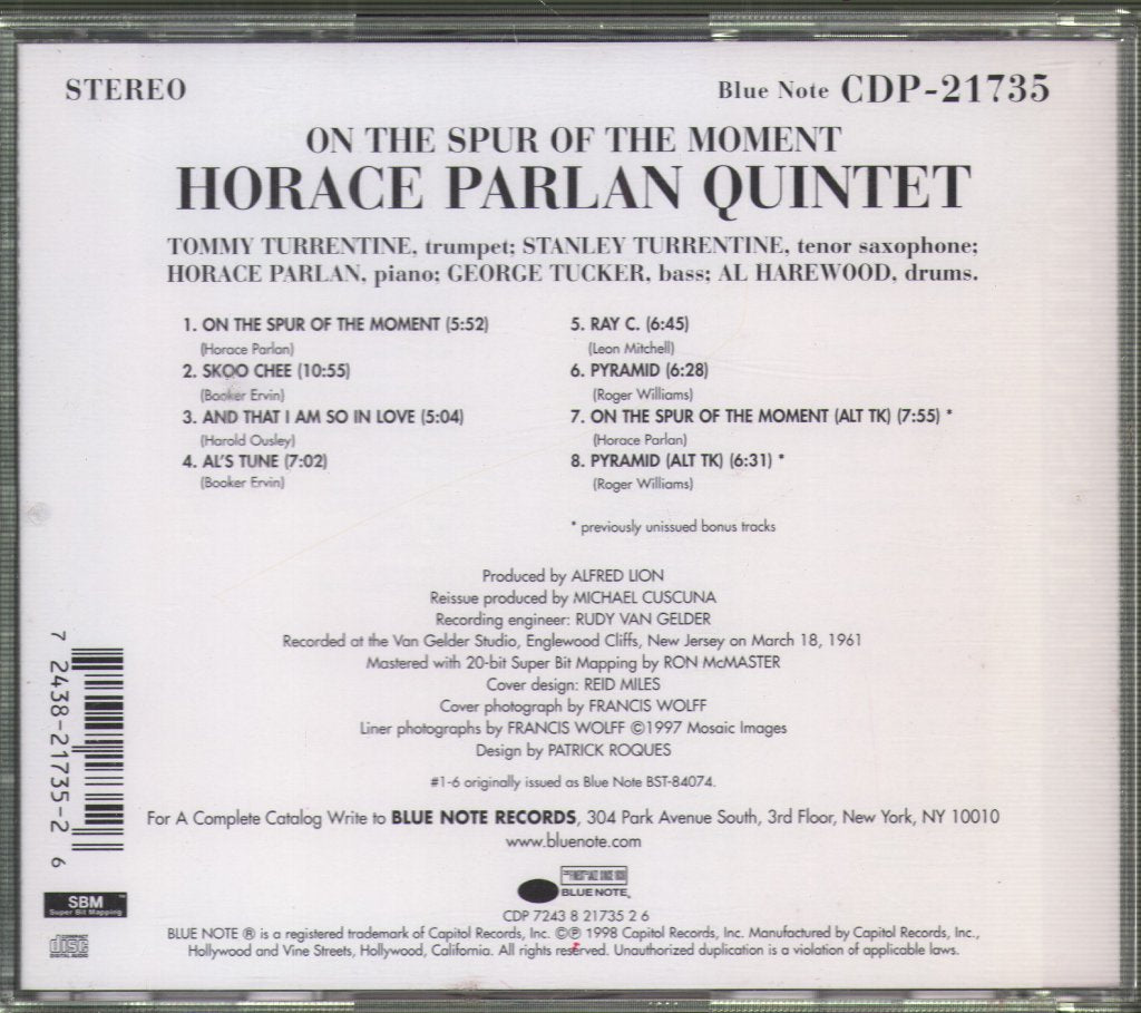 Horace Parlan - On The Spur Of The Moment - Cd