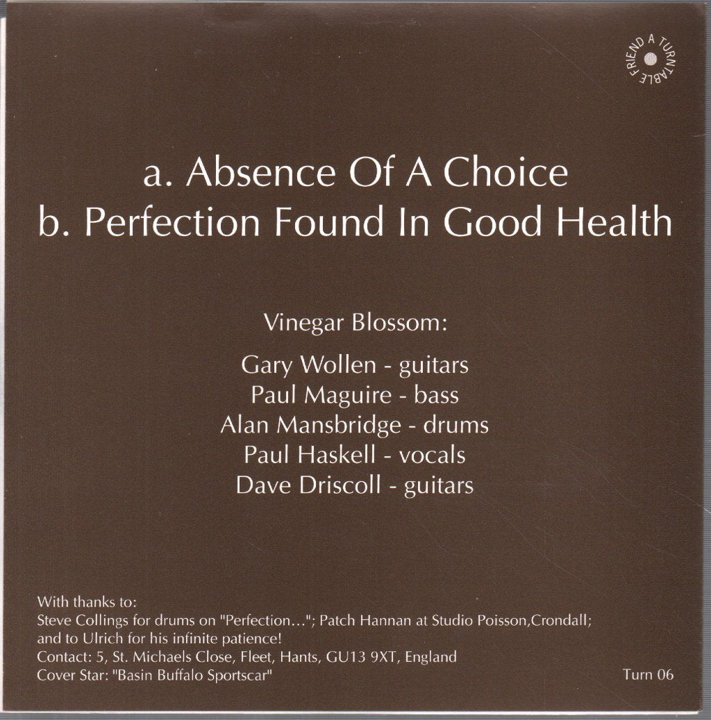 Vinegar Blossom - Absence Of A Choice - 7 Inch