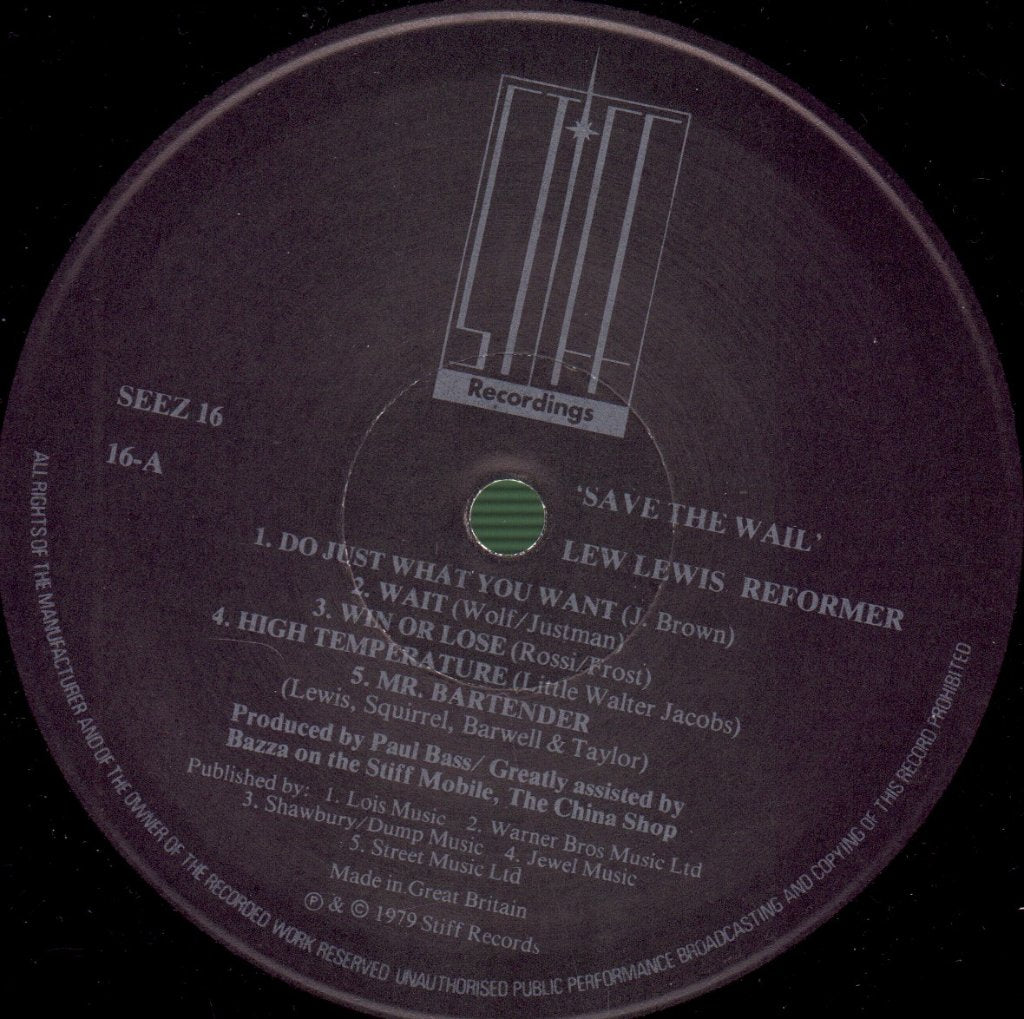 Lew Lewis Reformer - Save The Wail - Lp