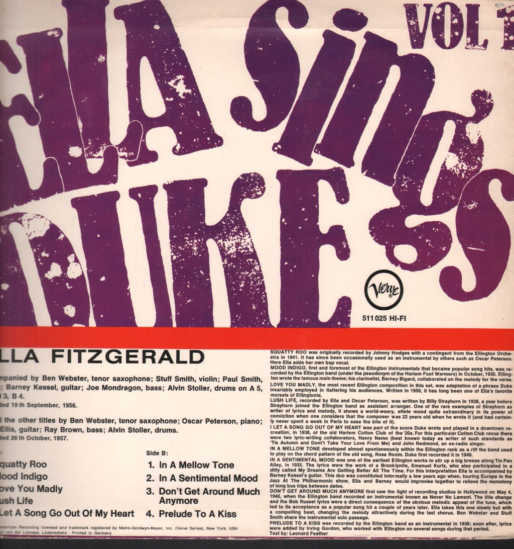 Ella Fitzgerald - Ella Sings Duke Vol.1 - Lp