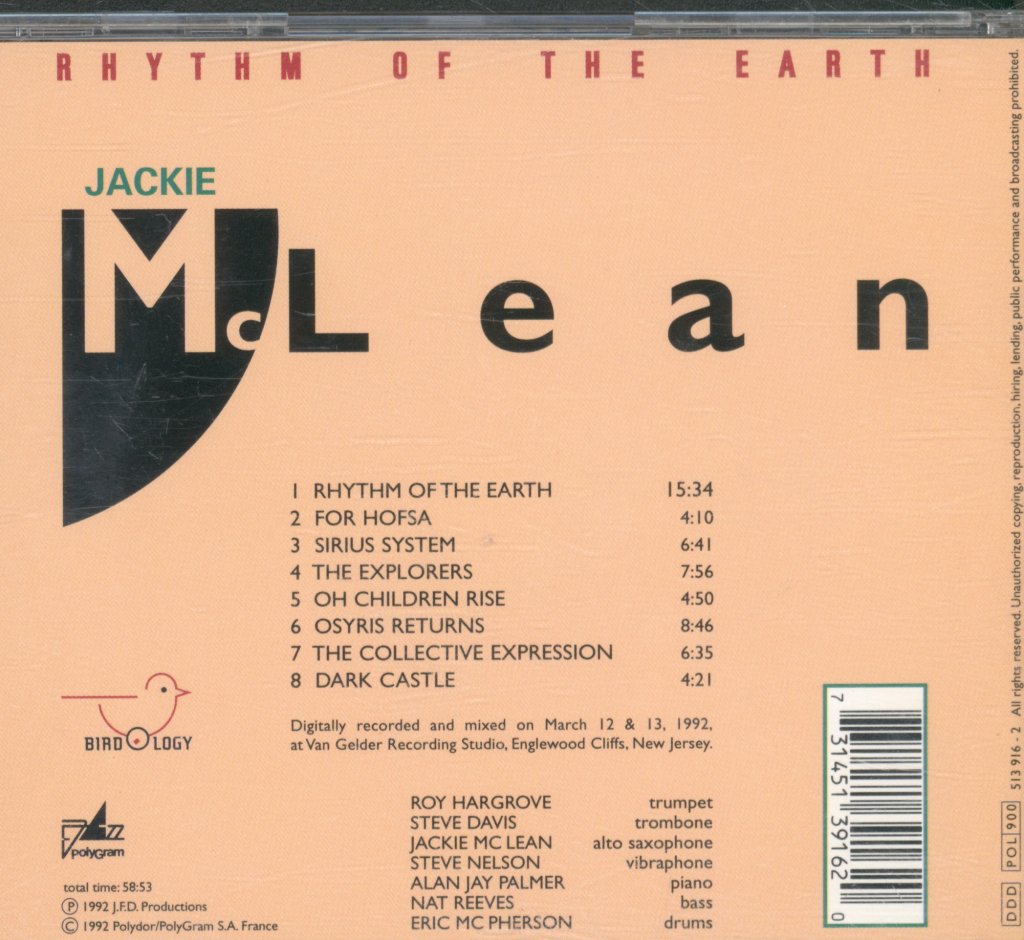 Jackie Mclean - Rhythm Of The Earth - Cd