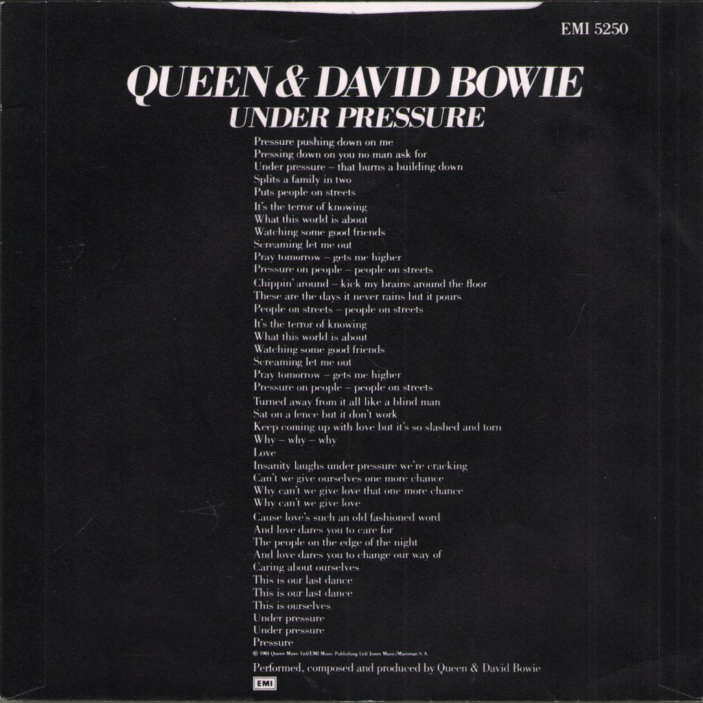 Queen And David Bowie - Under Pressure - 7 Inch
