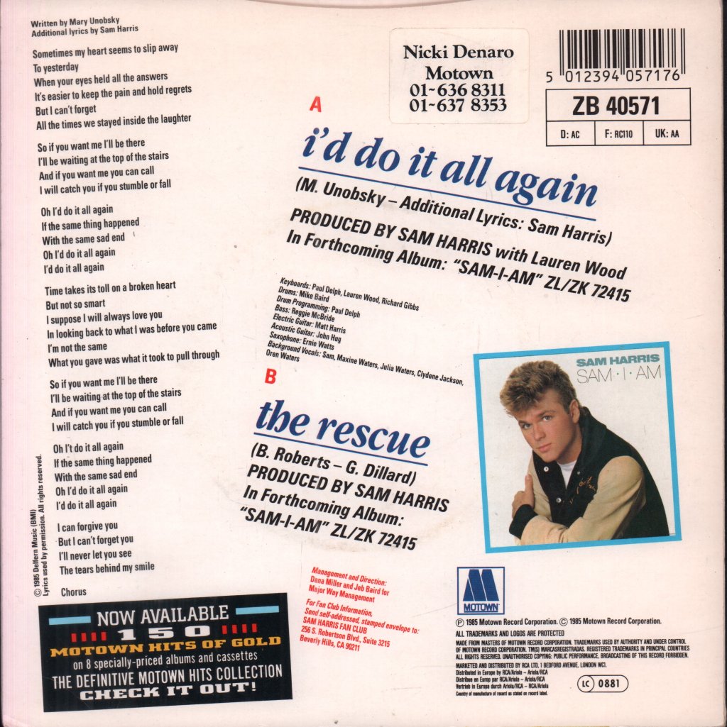 Sam Harris - I'd Do It All Again - 7 Inch