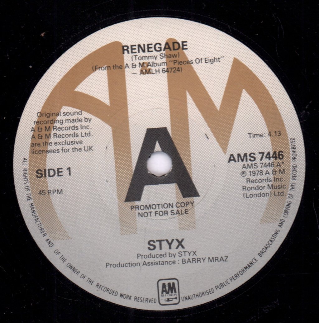 Styx - Renegade - 7 Inch