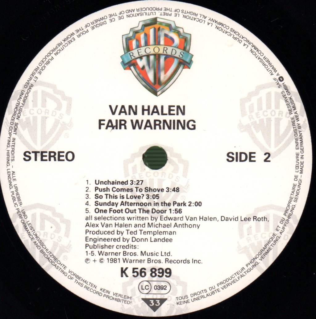 Van Halen - Fair Warning - Lp