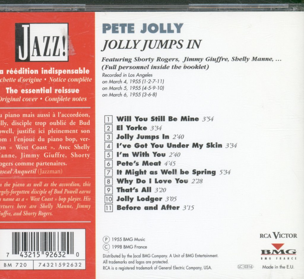 Pete Jolly - Jolly Jumps In - Cd