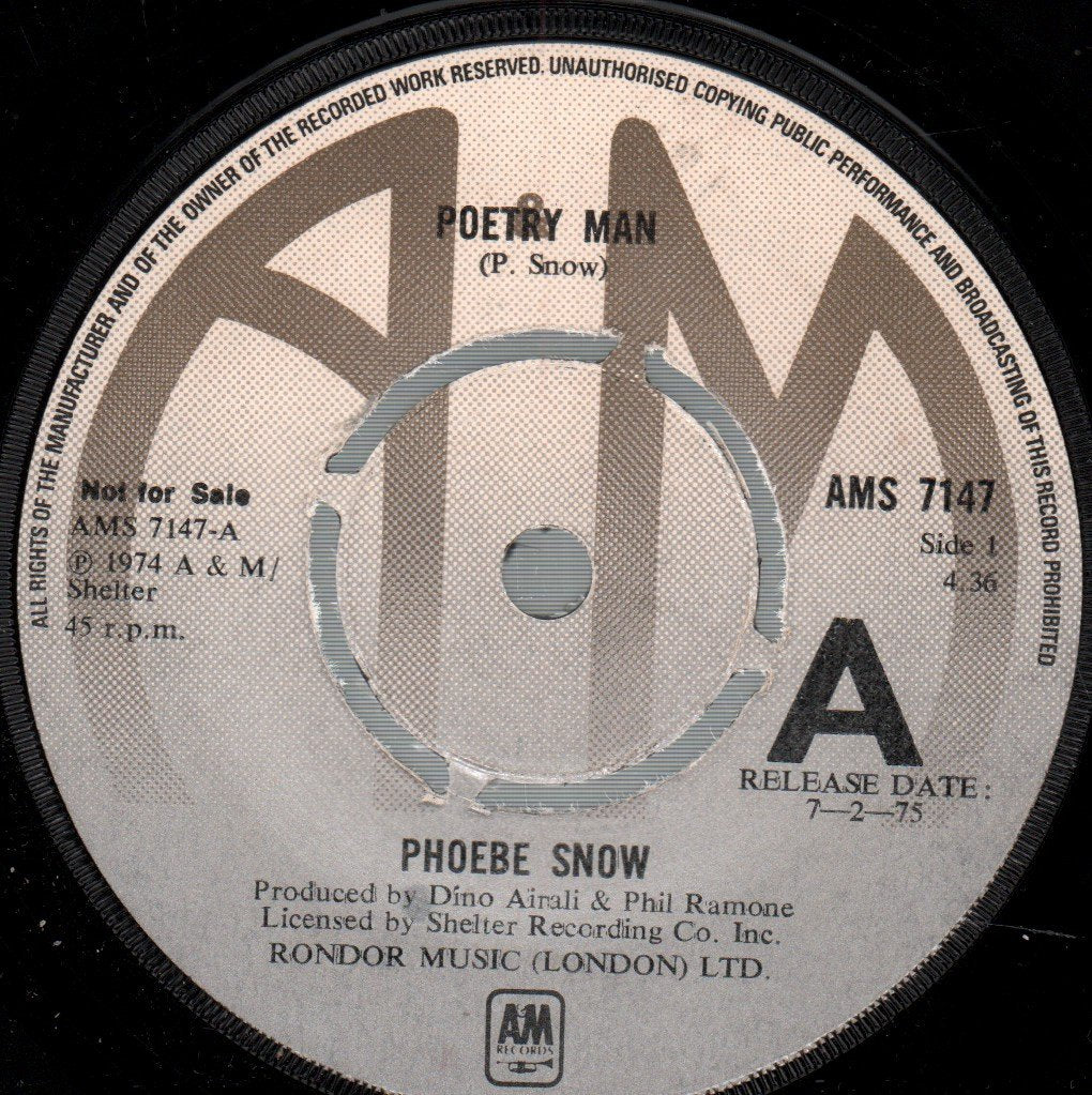 Phoebe Snow - Poetry Man - 7 Inch