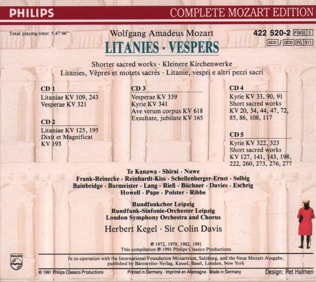 Wolfgang Amadeus Mozart - Litanies, Vespers etc. - Cd Set