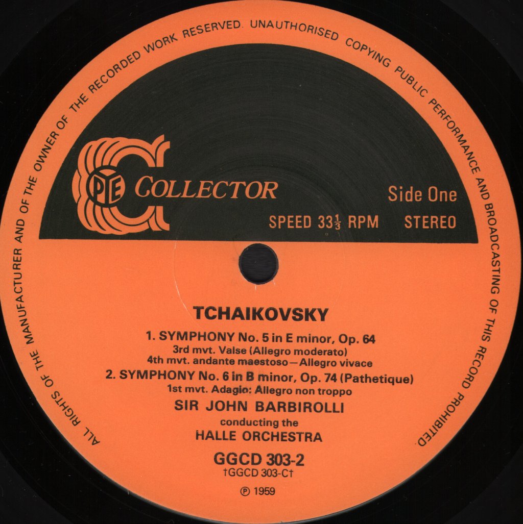 Sir John Barbirolli / Halle Orchestra - Tchaikovsky - Marche Slave Op.31 / Symphony No.4 / Symphony No.5 - Double Lp
