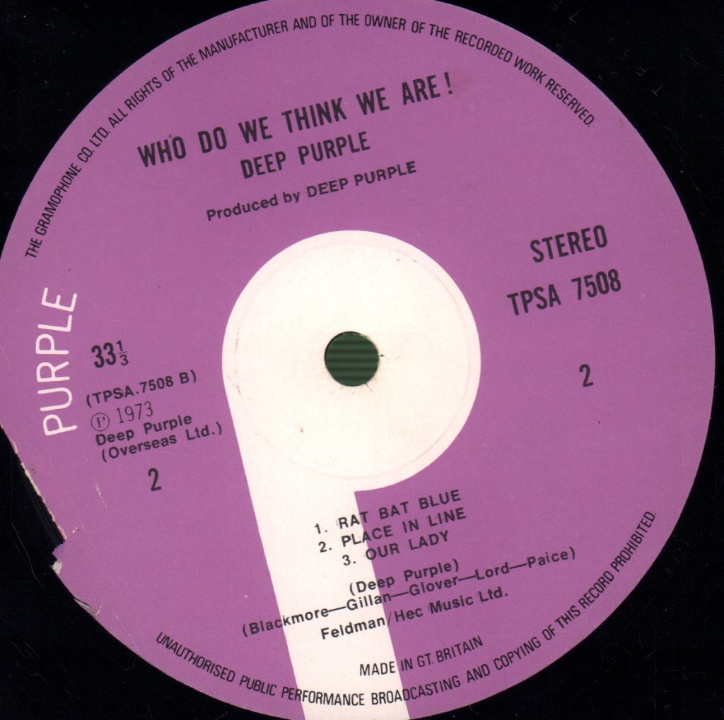 Deep Purple - Who Do We Think We Are - Lp