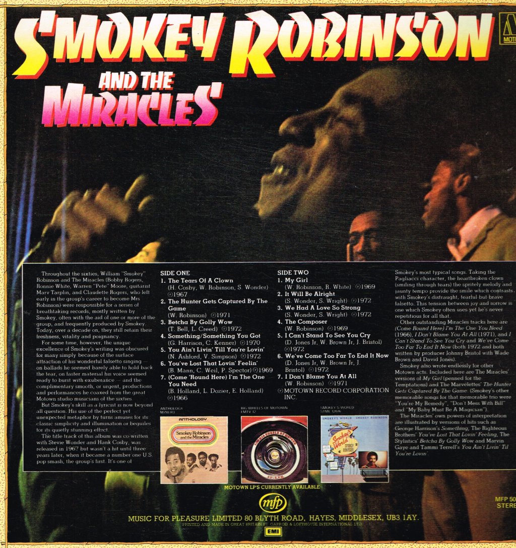 Smokey Robinson And The Miracles - Tears Of A Clown - Lp