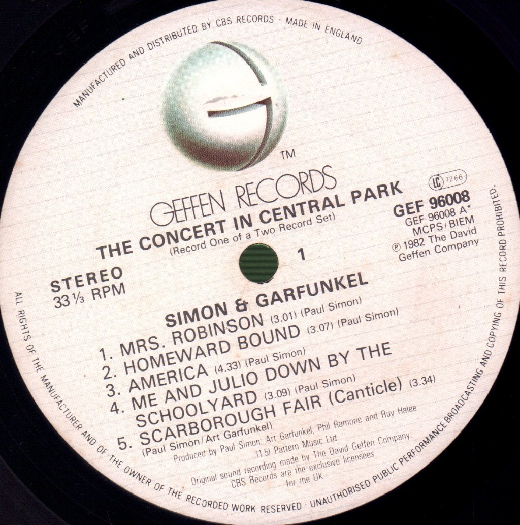 Simon And Garfunkel - Concert In Central Park - Double Lp