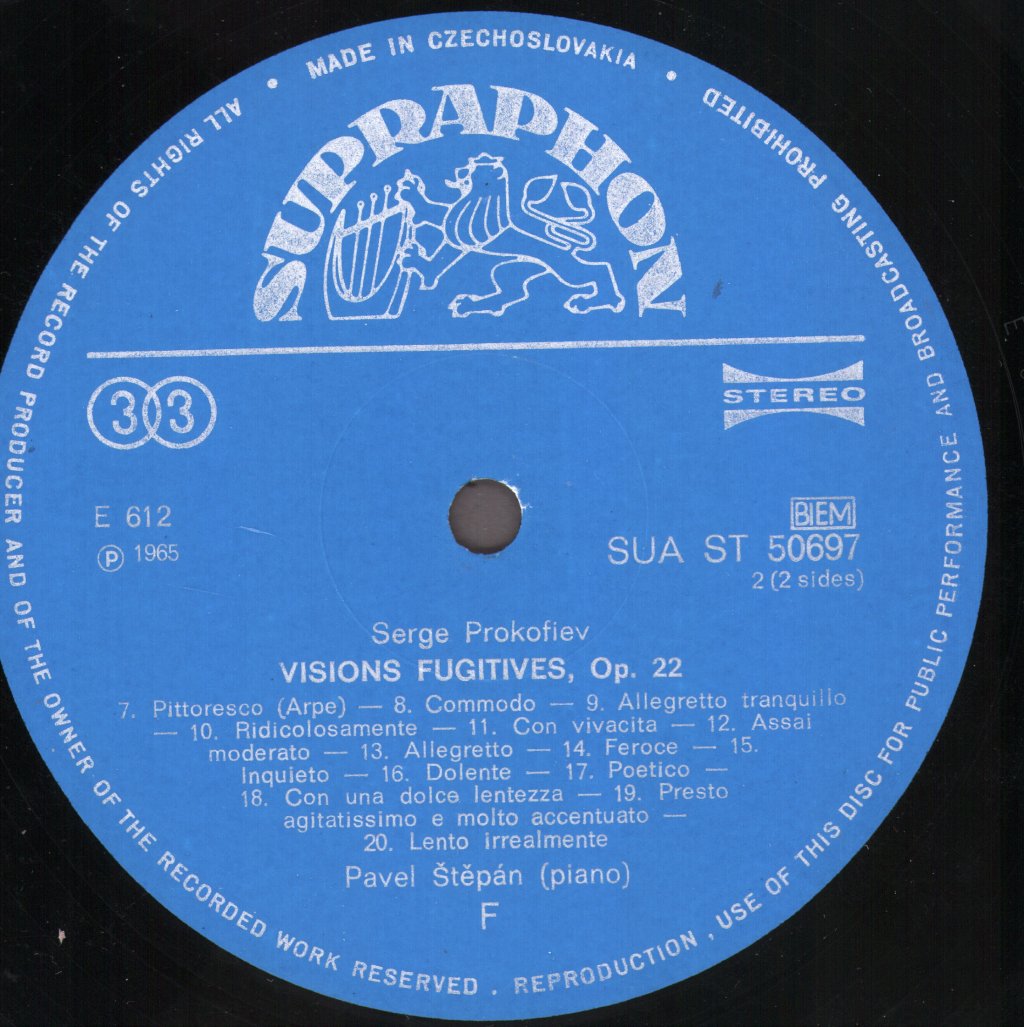 Pavel Stepan - Sergei Prokofiev - Visions Fugitives /  Sonata No. 5 In C Major - Lp
