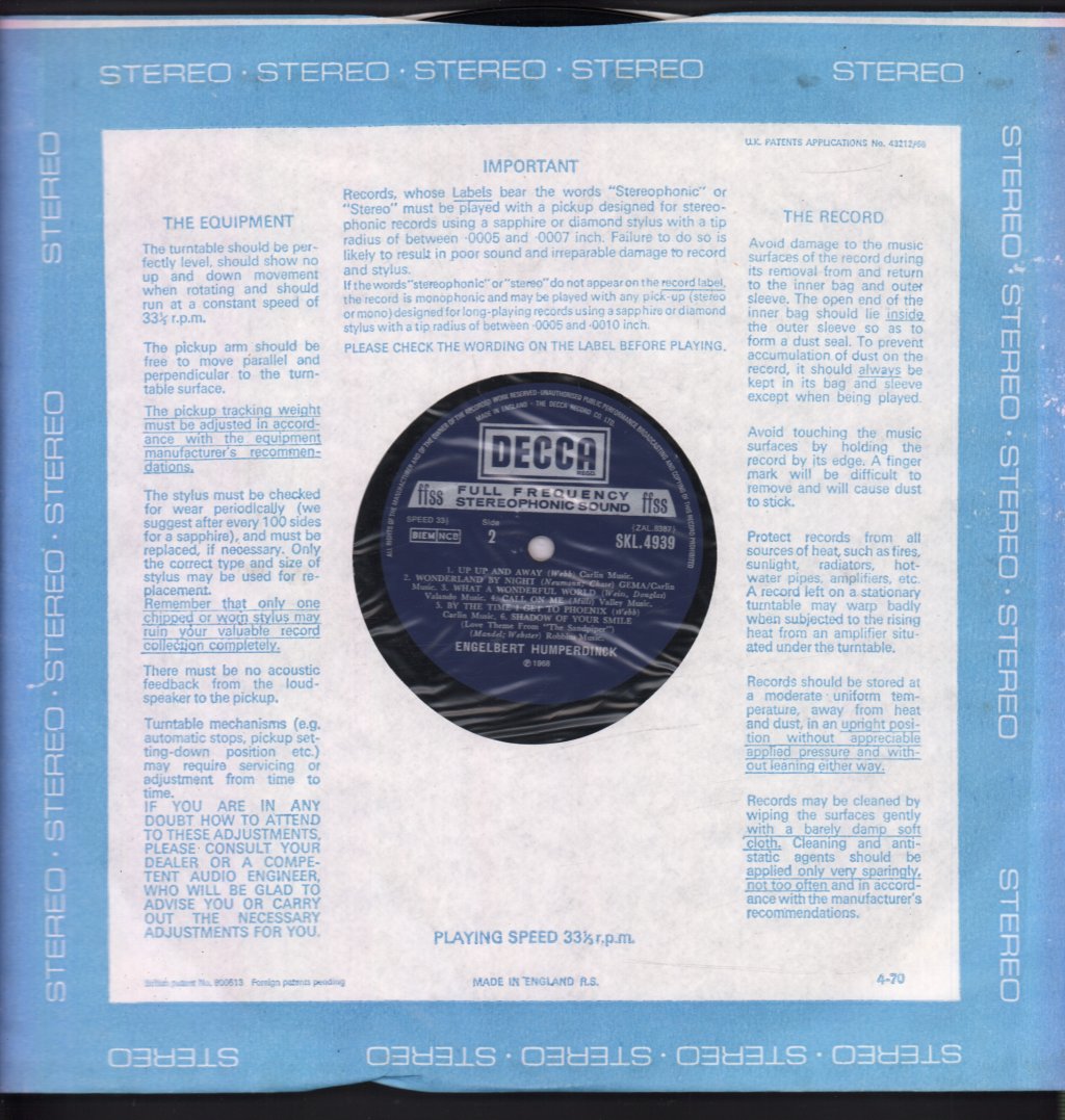 Engelbert Humperdinck - A Man Without Love - Lp