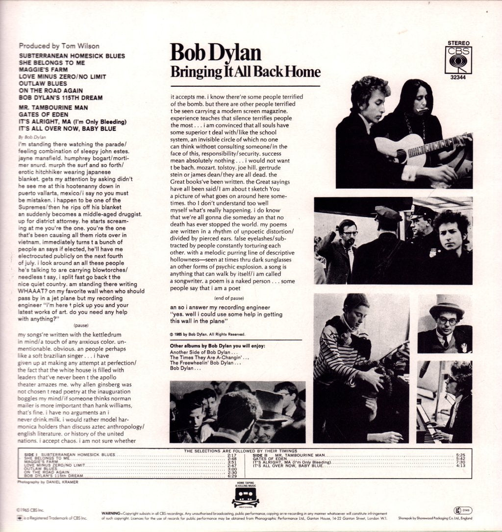 Bob Dylan - Bringing It All Back Home - Lp