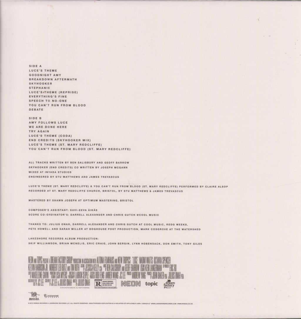 Ben Salisbury And Geoff Barrow - Luce: Original Motion Picture Soundtrack - Lp