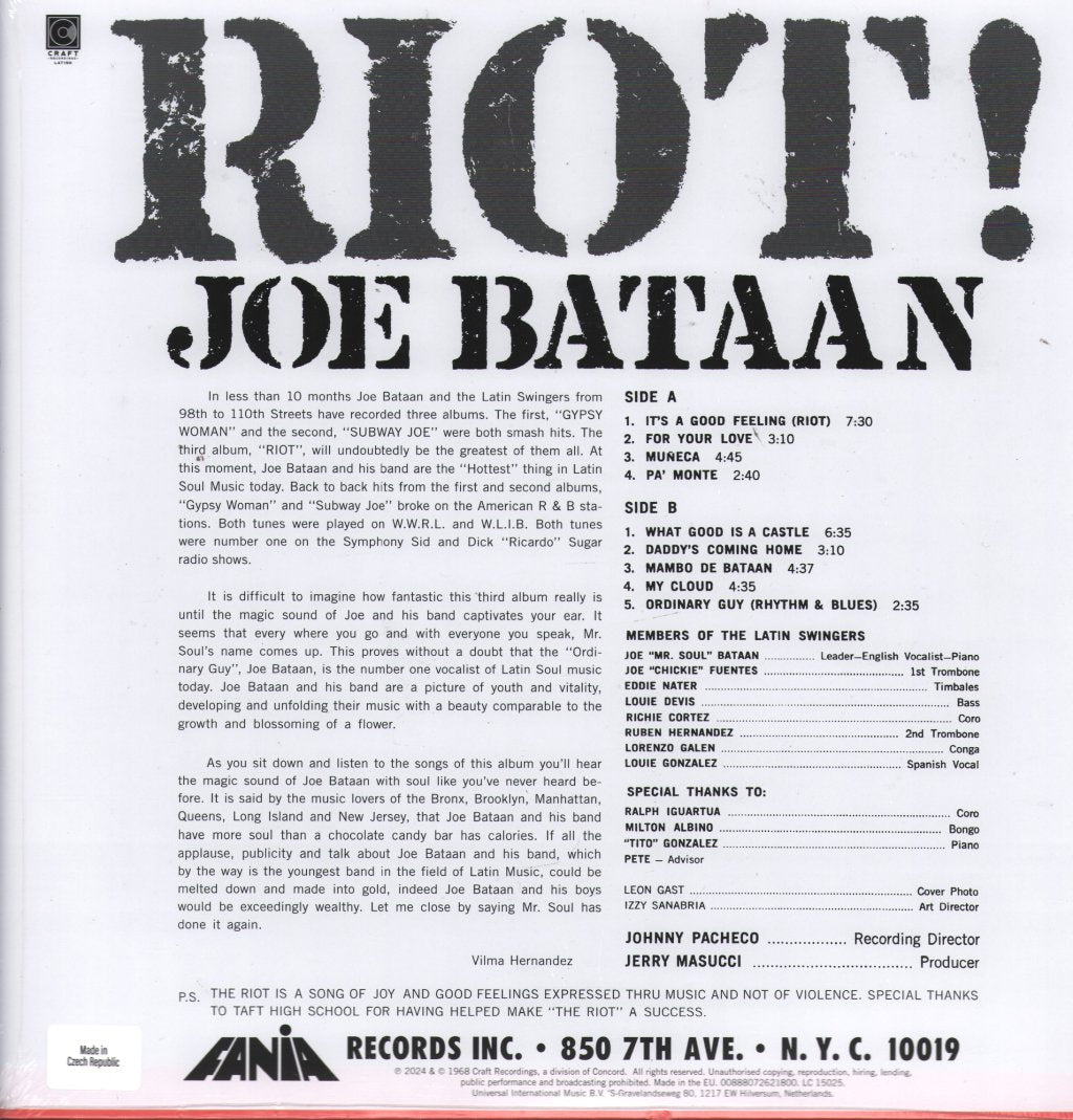 Joe Bataan - Riot (Black Friday 2024) - Lp