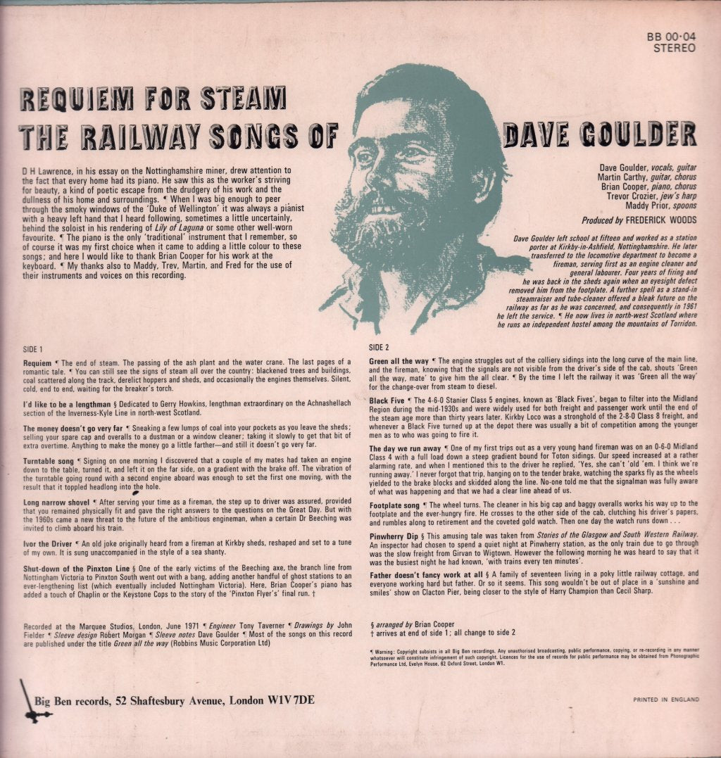 Dave Goulder - Requiem For Steam The Railway Songs Of - Lp
