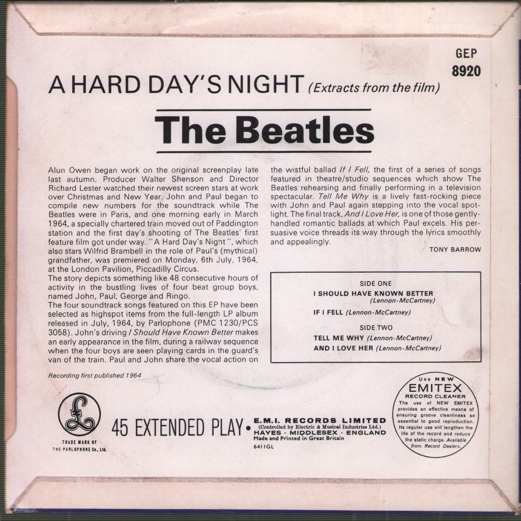 Beatles - Extracts From The Film A Hard Day's Night - 7 Inch