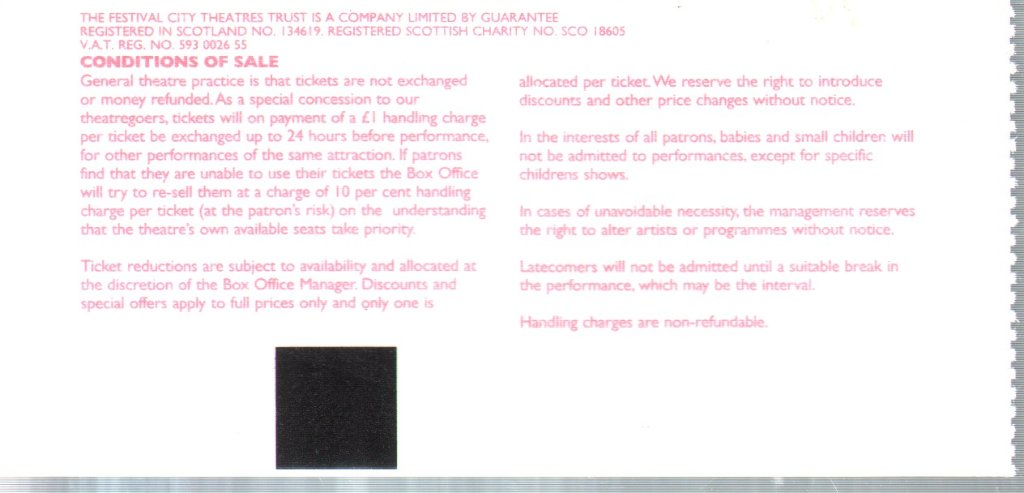 Greg Lake - Festival Theatre Edinburgh 1st November 2005 - Ticket