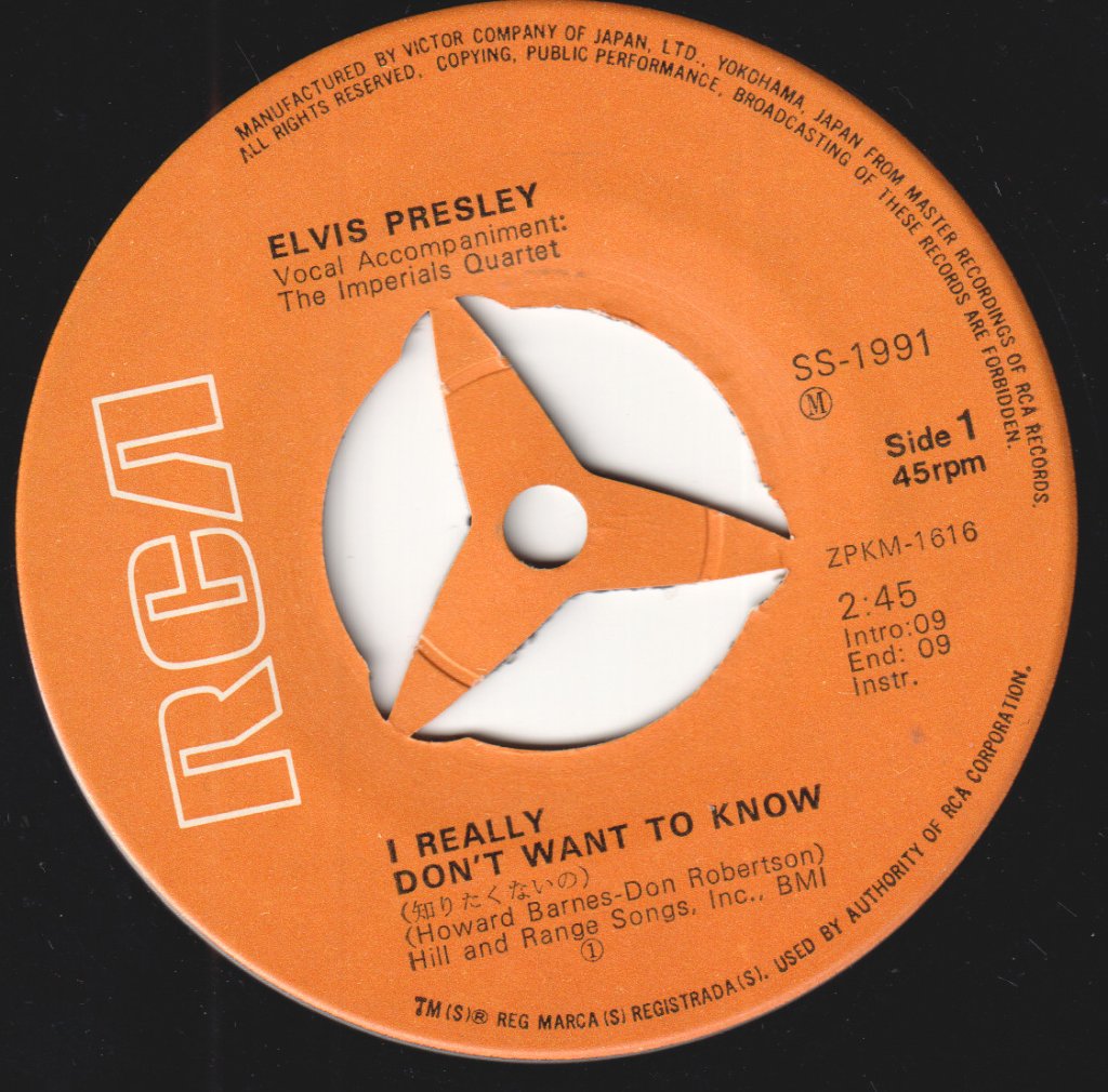 Elvis Presley - I Really Don't Want To Know - 7 Inch
