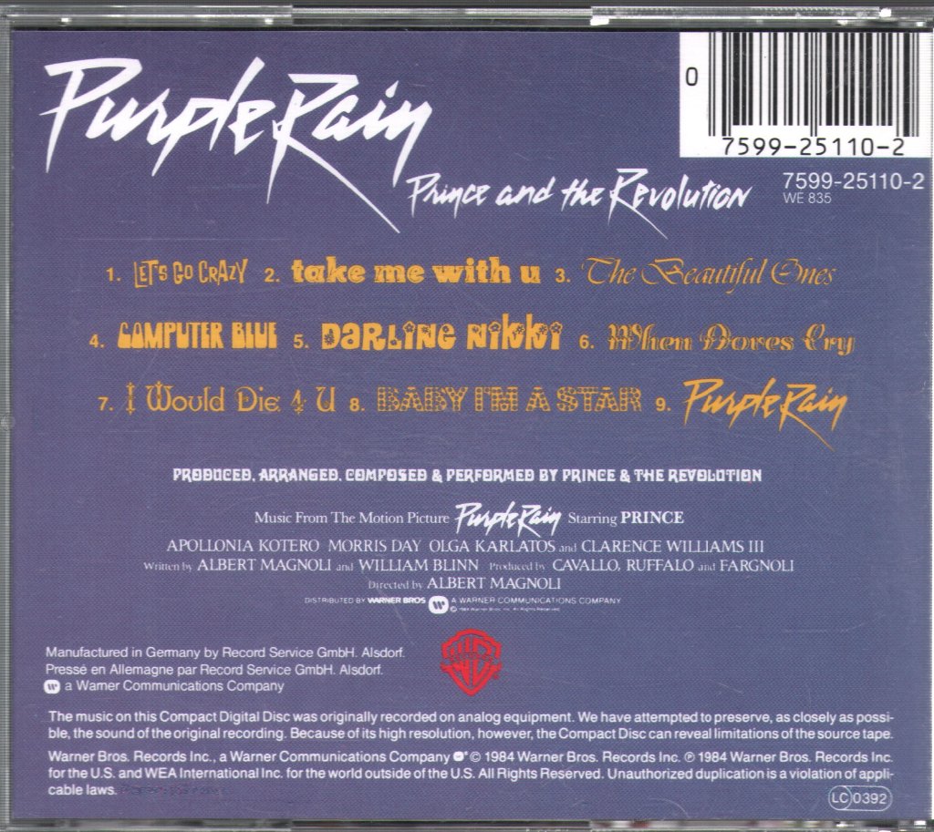 Prince And The Revolution - Purple Rain - Cd