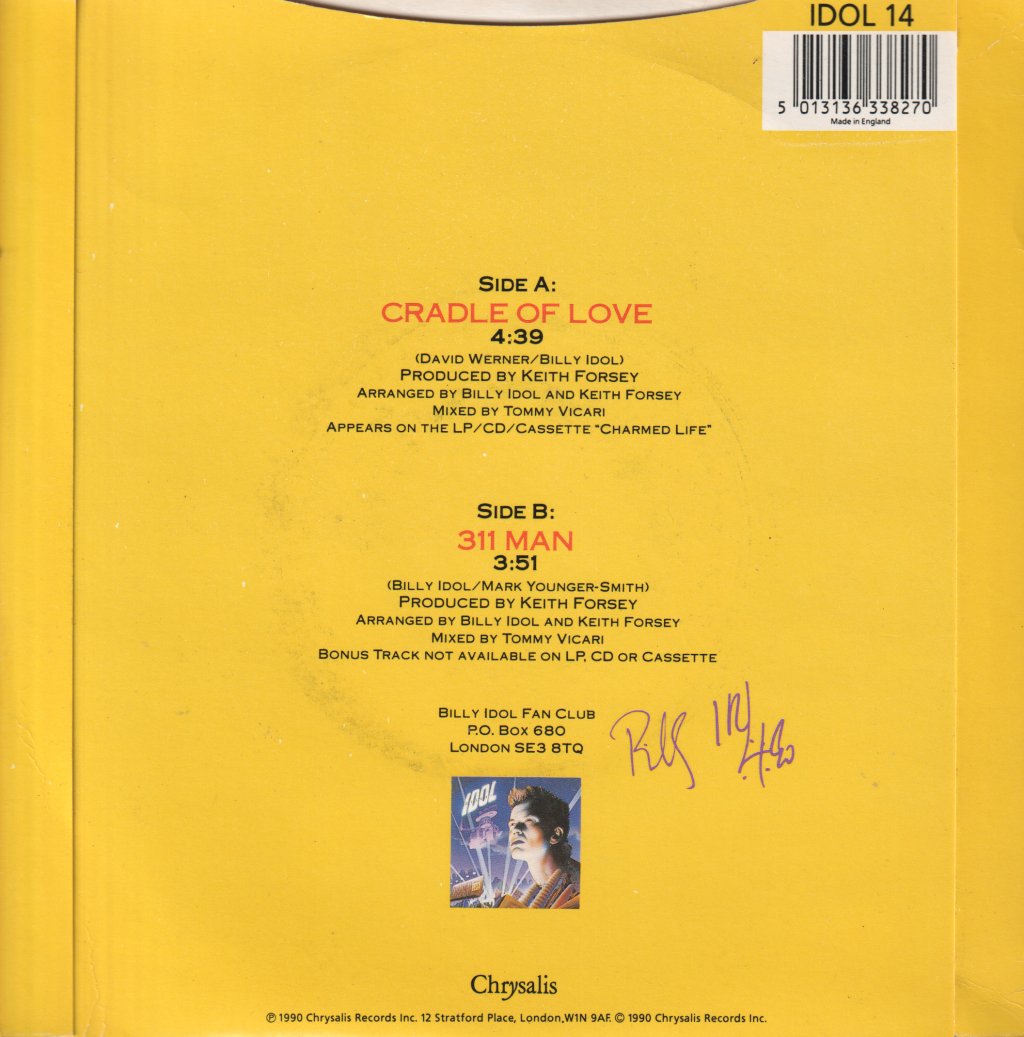 Billy Idol - Cradle Of Love - 7 Inch