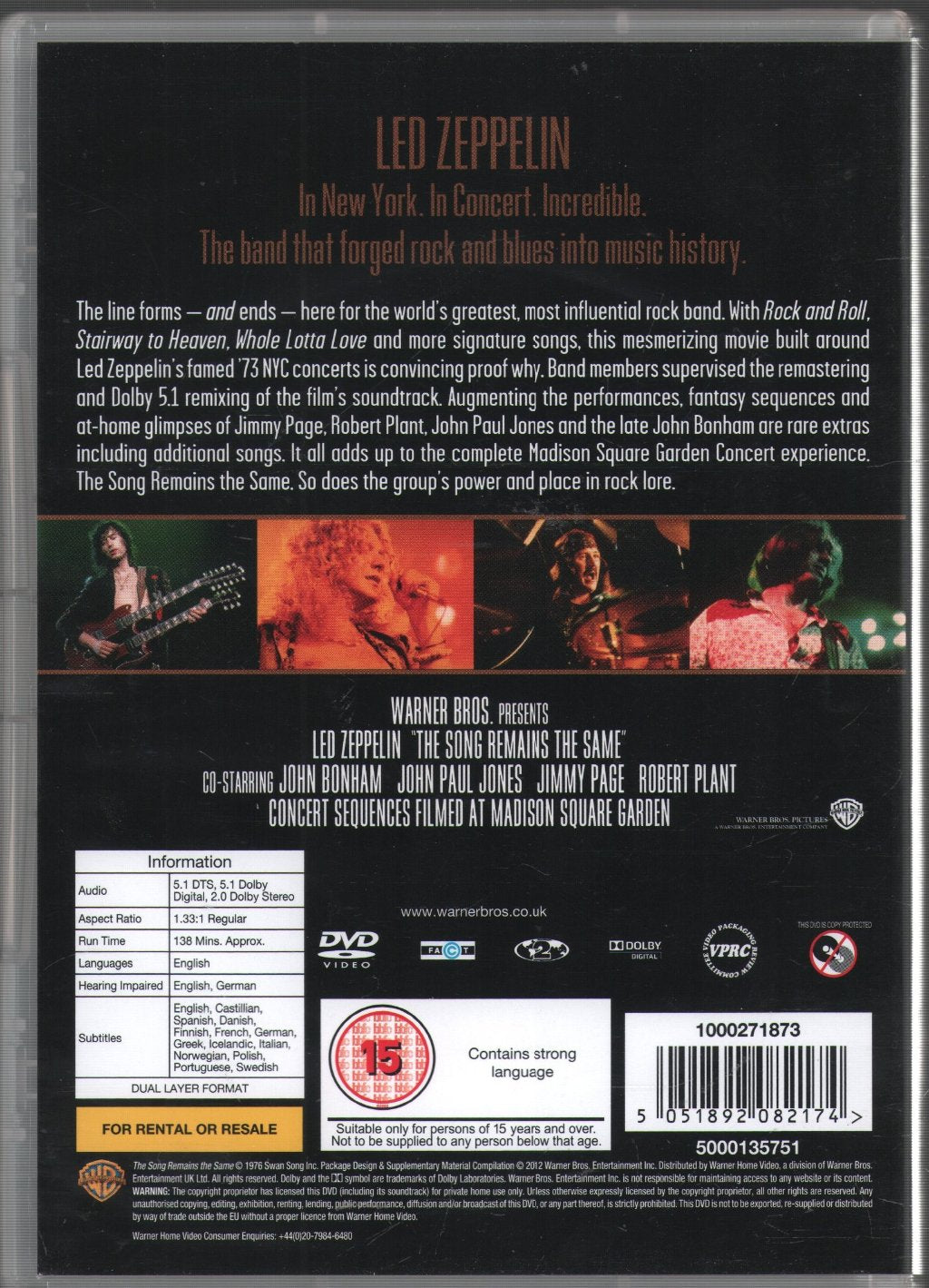 Led Zeppelin - Song Remains The Same - Dvd