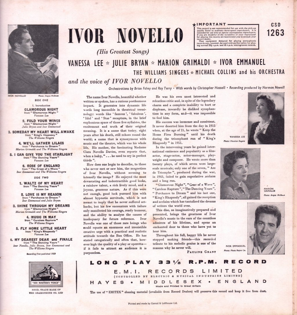Various Artists - Ivor Novello - His Greatest Songs - Lp