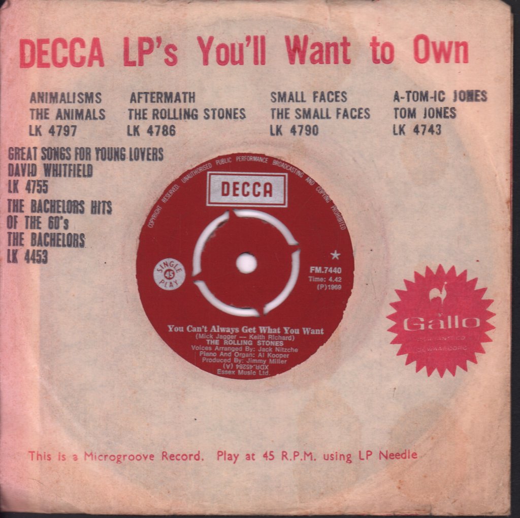 Rolling Stones - You Can't Always Get What You Want - 7 Inch