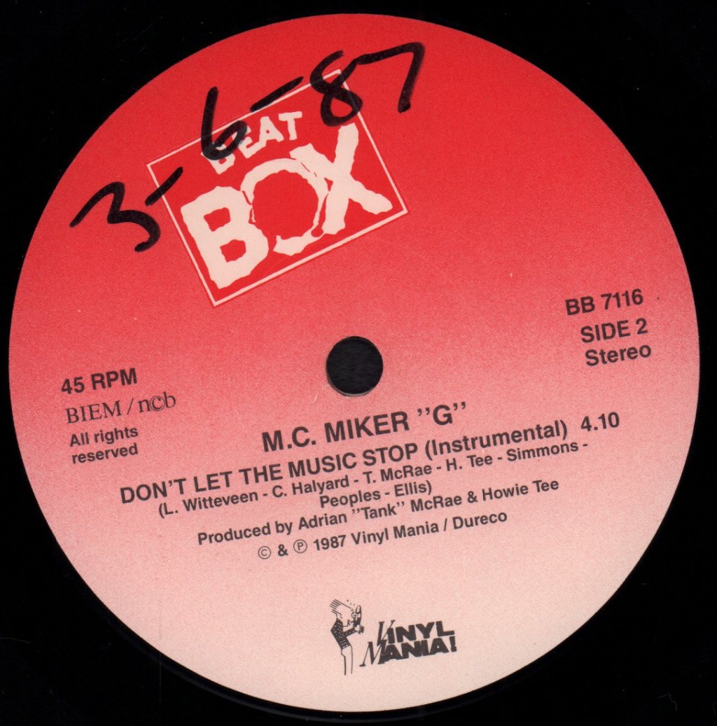 MC Miker G - Don't Let The Music Stop - 7 Inch