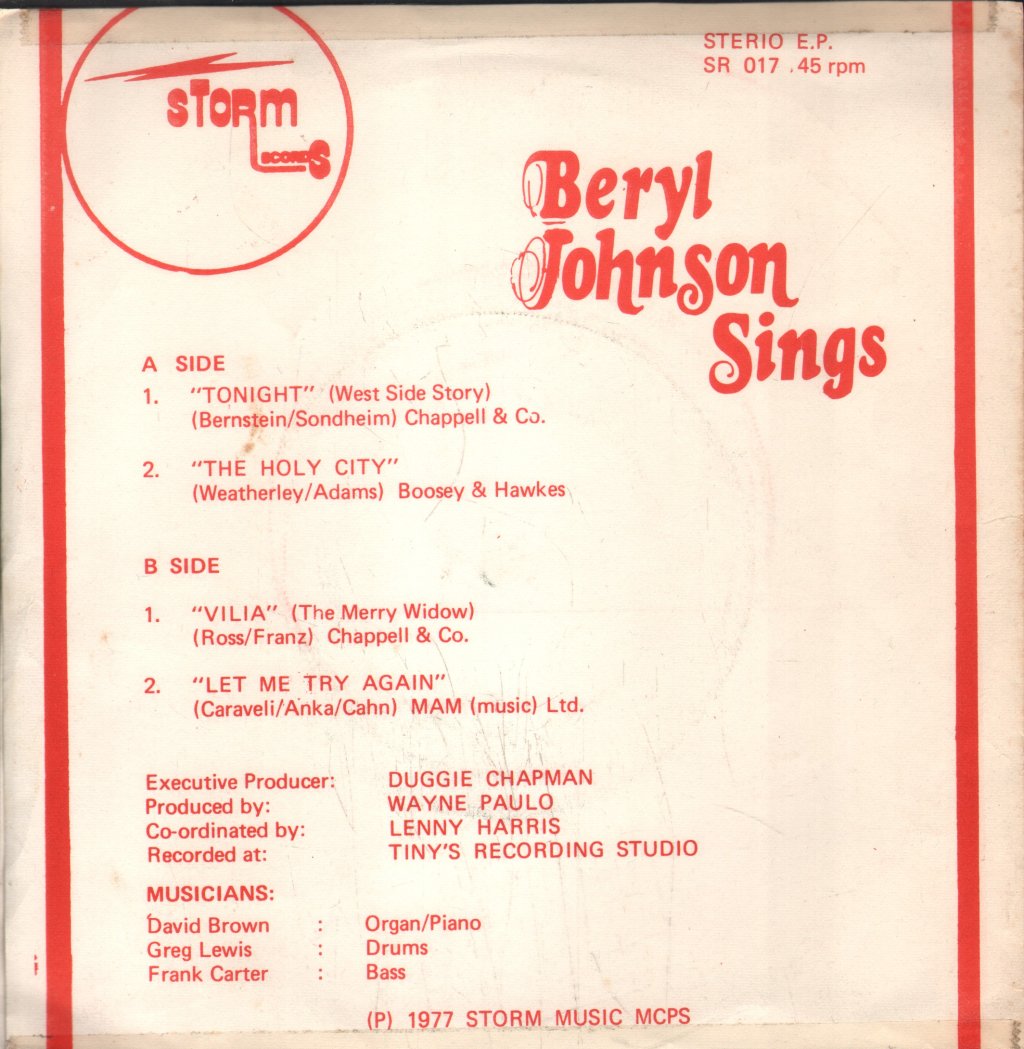 Beryl Johnson - Beryl Johnson Sings - 7 Inch