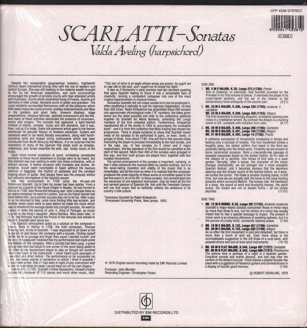 Valda Aveling - Scarlatti Sonatas - Lp