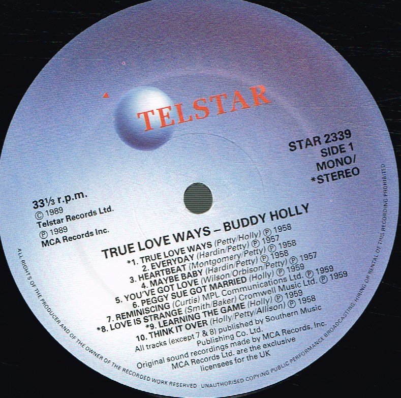 Buddy Holly - True Love Ways - Lp