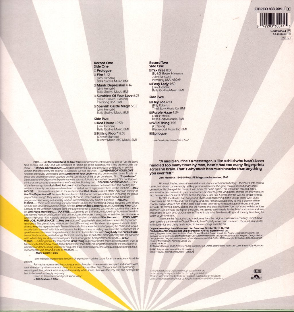 Jimi Hendrix Experience - Live At Winterland - Double Lp