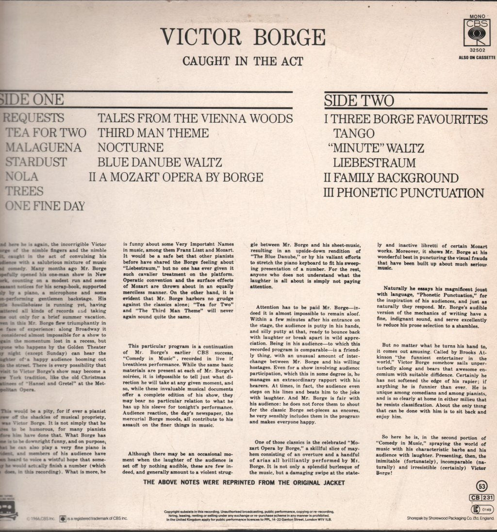 Victor Borge - Caught In The Act - Lp