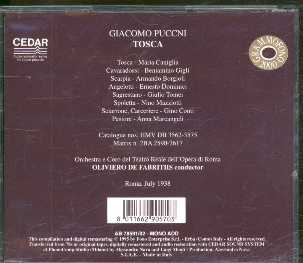 Oliviero De Fabritiis - Puccini - Tosca - Double Cd