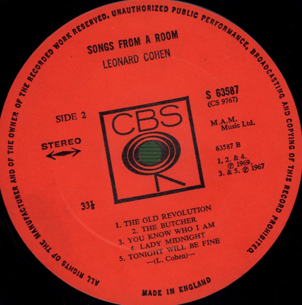 Leonard Cohen - Songs From A Room - Lp