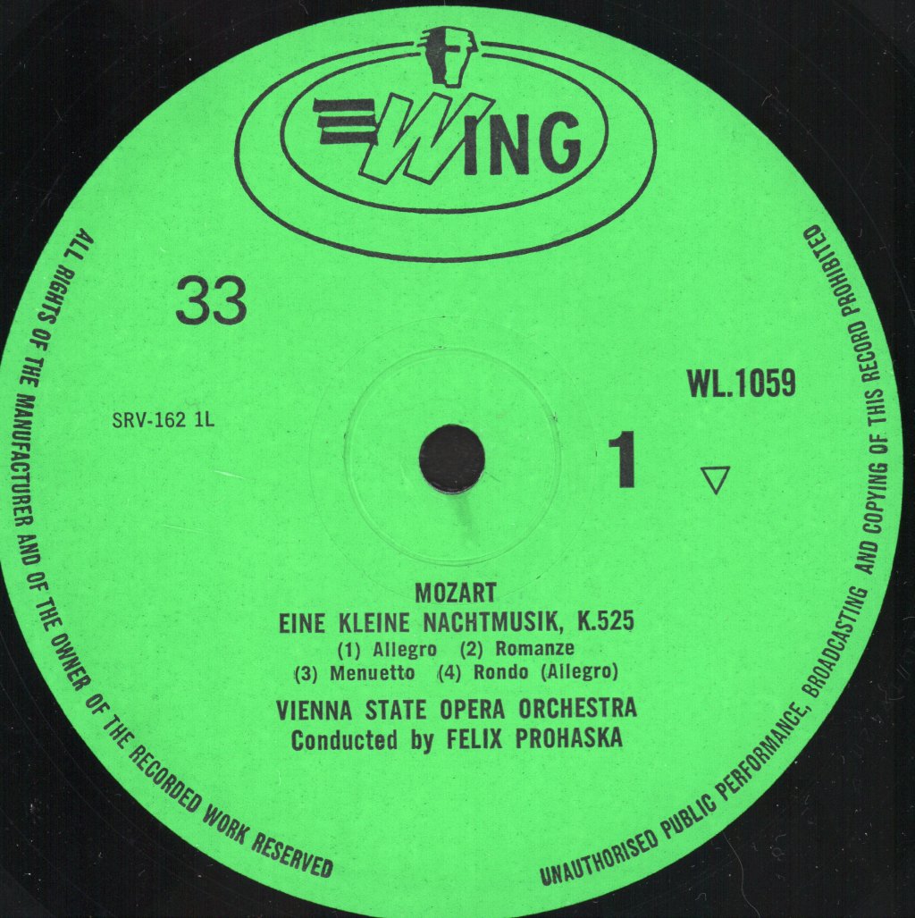 Vienna State Opera Orchestra / Felix Prohaska - Mozart - Eine Kleine Nachtmusik /  Symphony No. 40 In G Minor - Lp